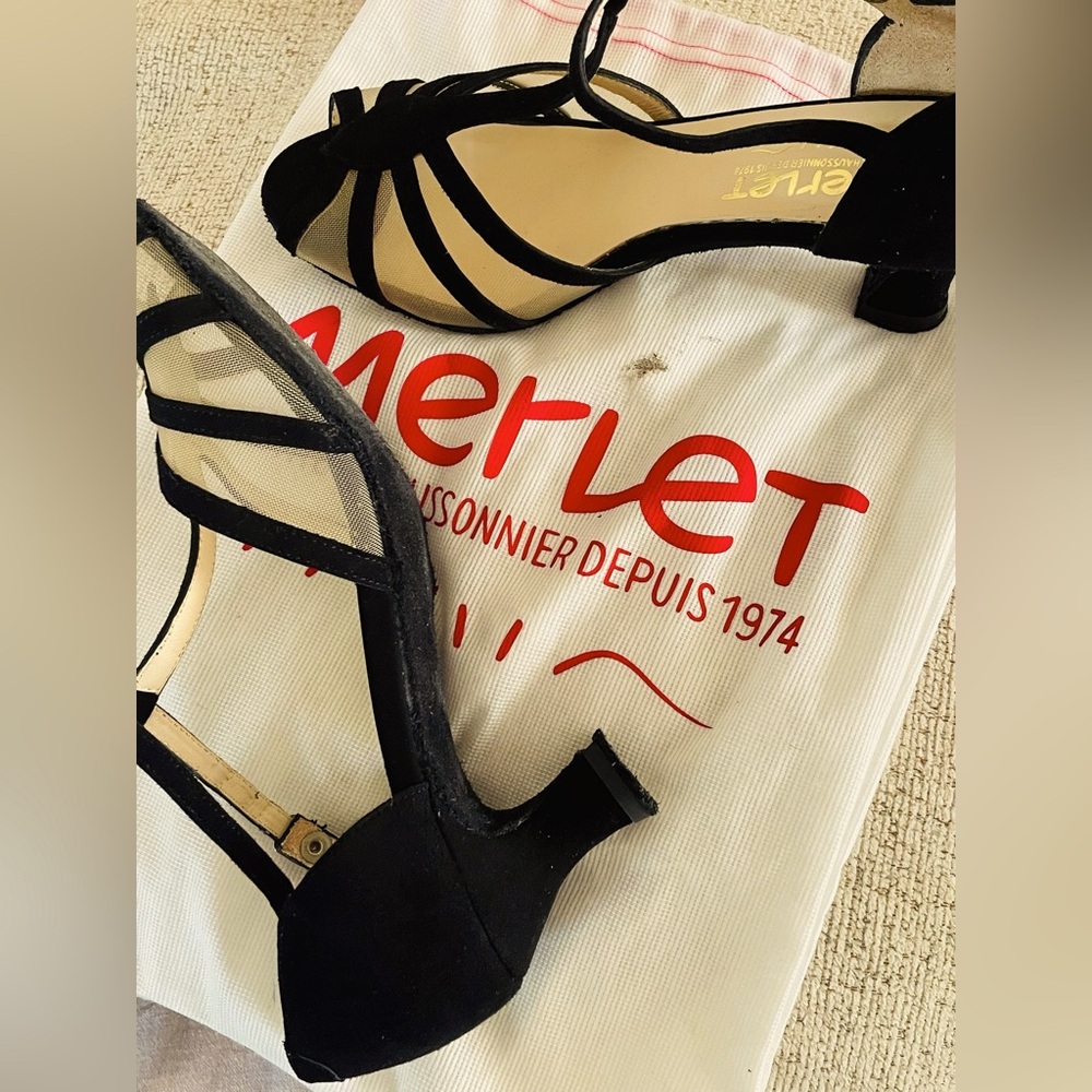 Salsa Latin Dance heels 9.5 Comfy - Never worn Women's Black Strappy Heels